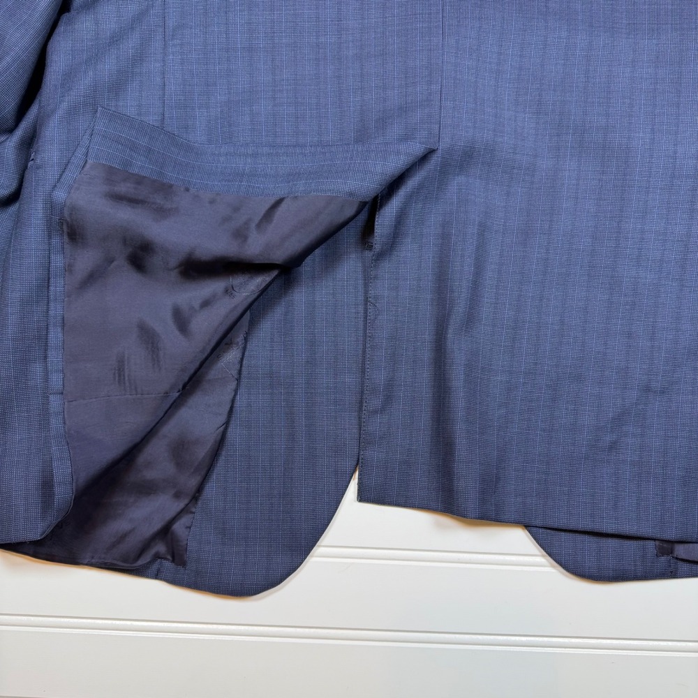 Brooks Brothers 1818 Madison Saxon Wool Blazer 42S Blue Micro‎ Check Sport Coat - Picture 8 of 10